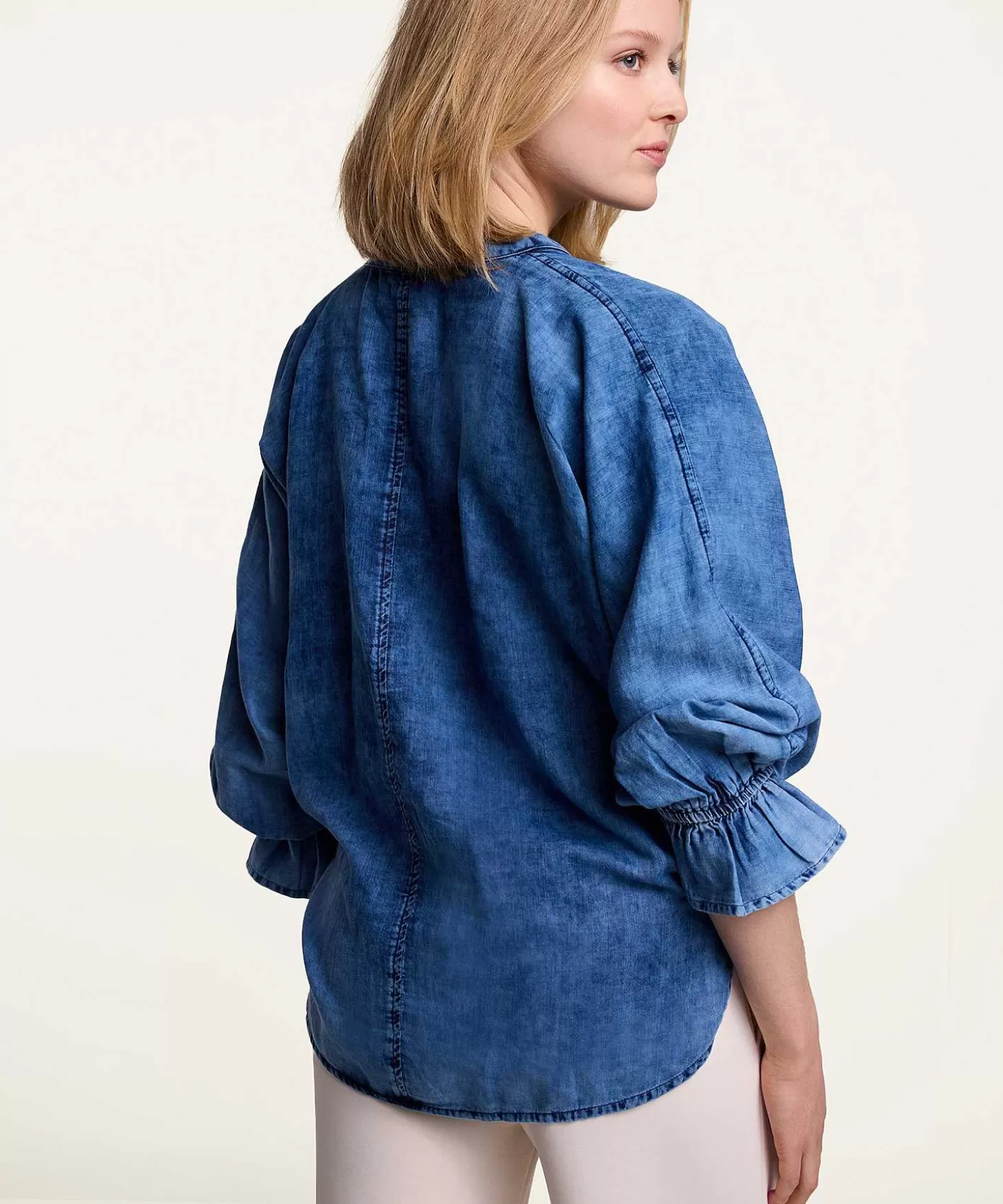 Denim Blouse Broderie Anglaise*Summum Cheap