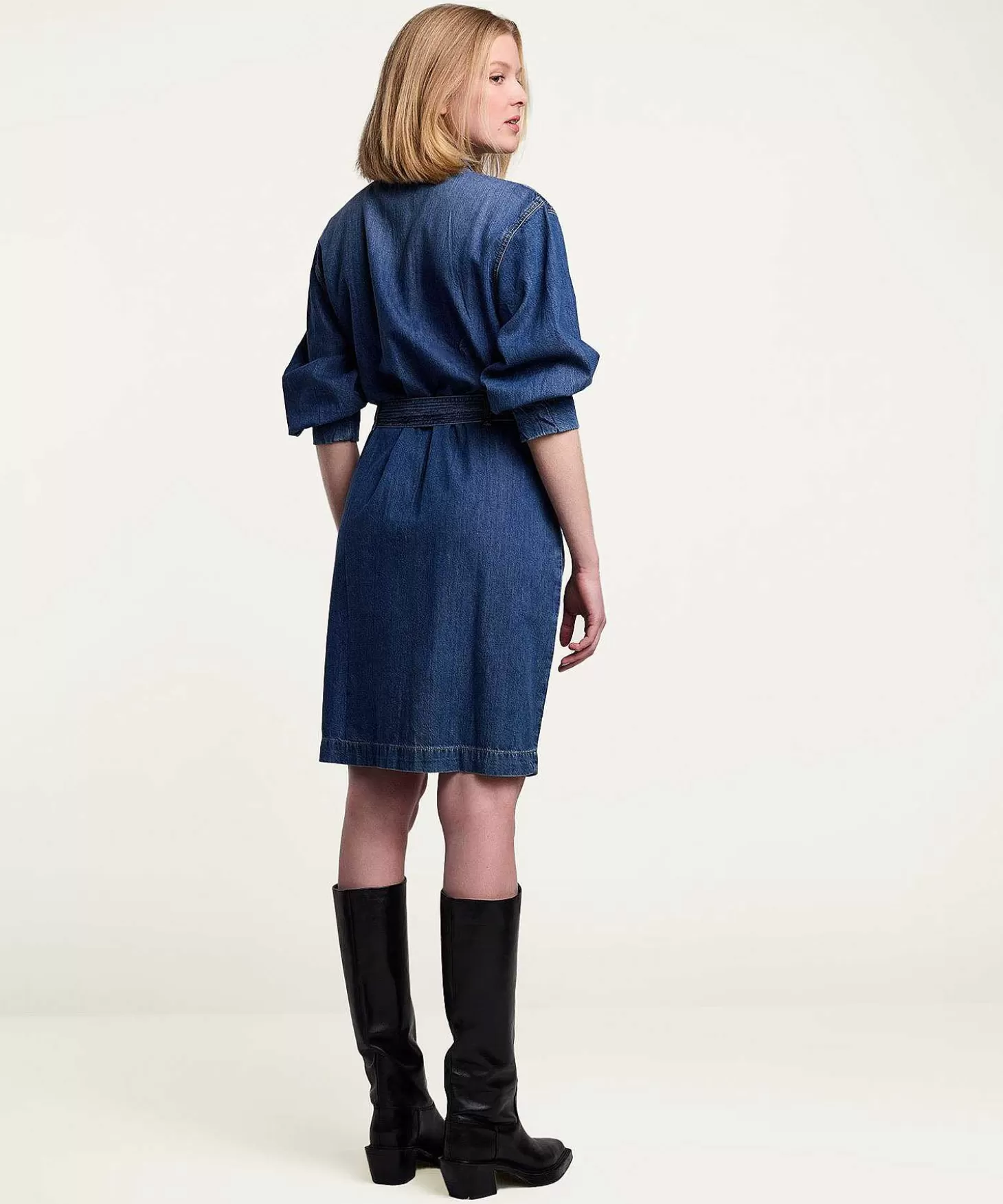 Denim Dress With Belt*Summum Clearance