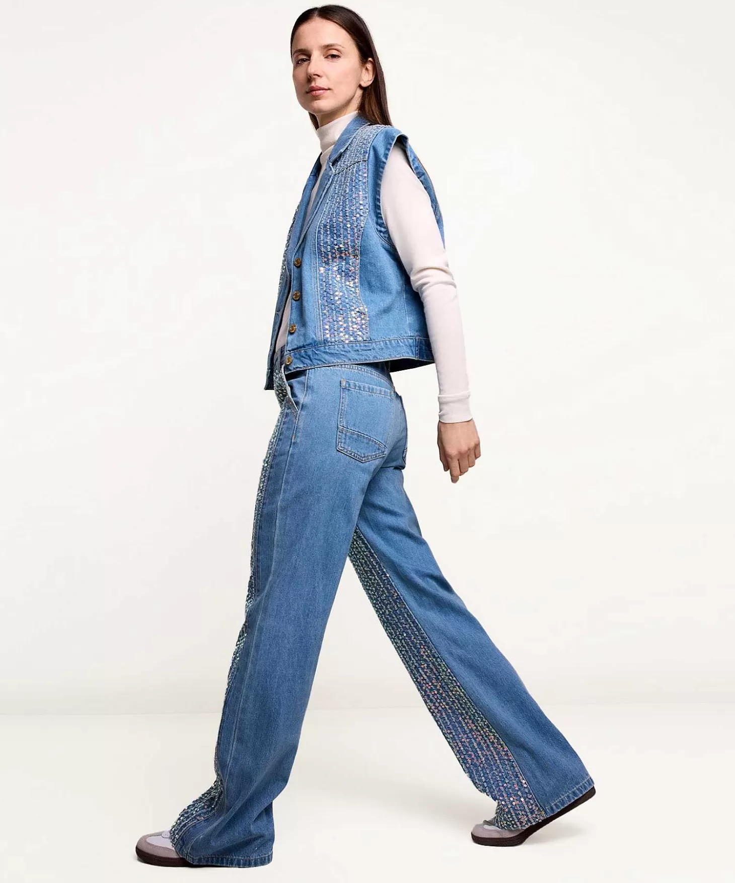 Wide Leg Jeans With Sequins Alya*Summum Hot