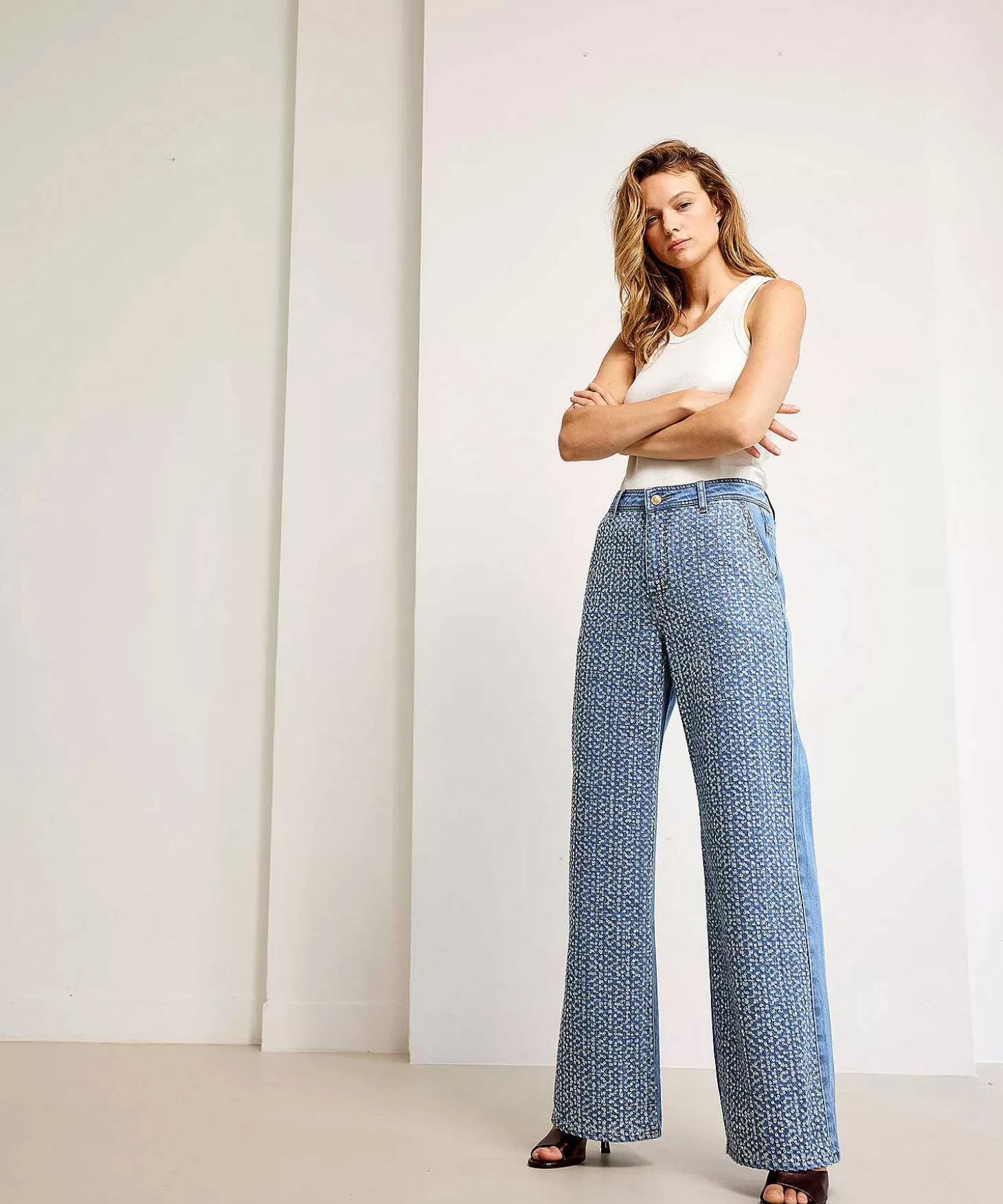 Wide Leg Jeans With Sequins Alya*Summum Hot