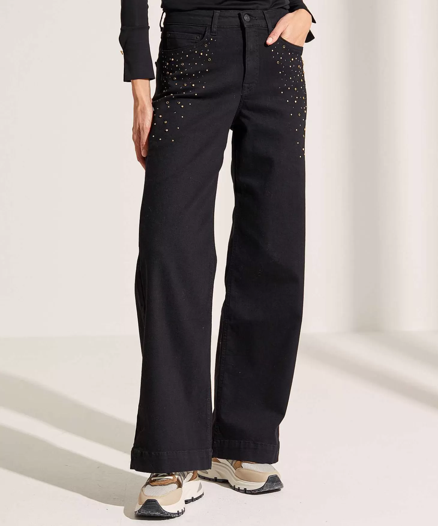 Wide Leg Jeans With Studs Alya*Summum Store