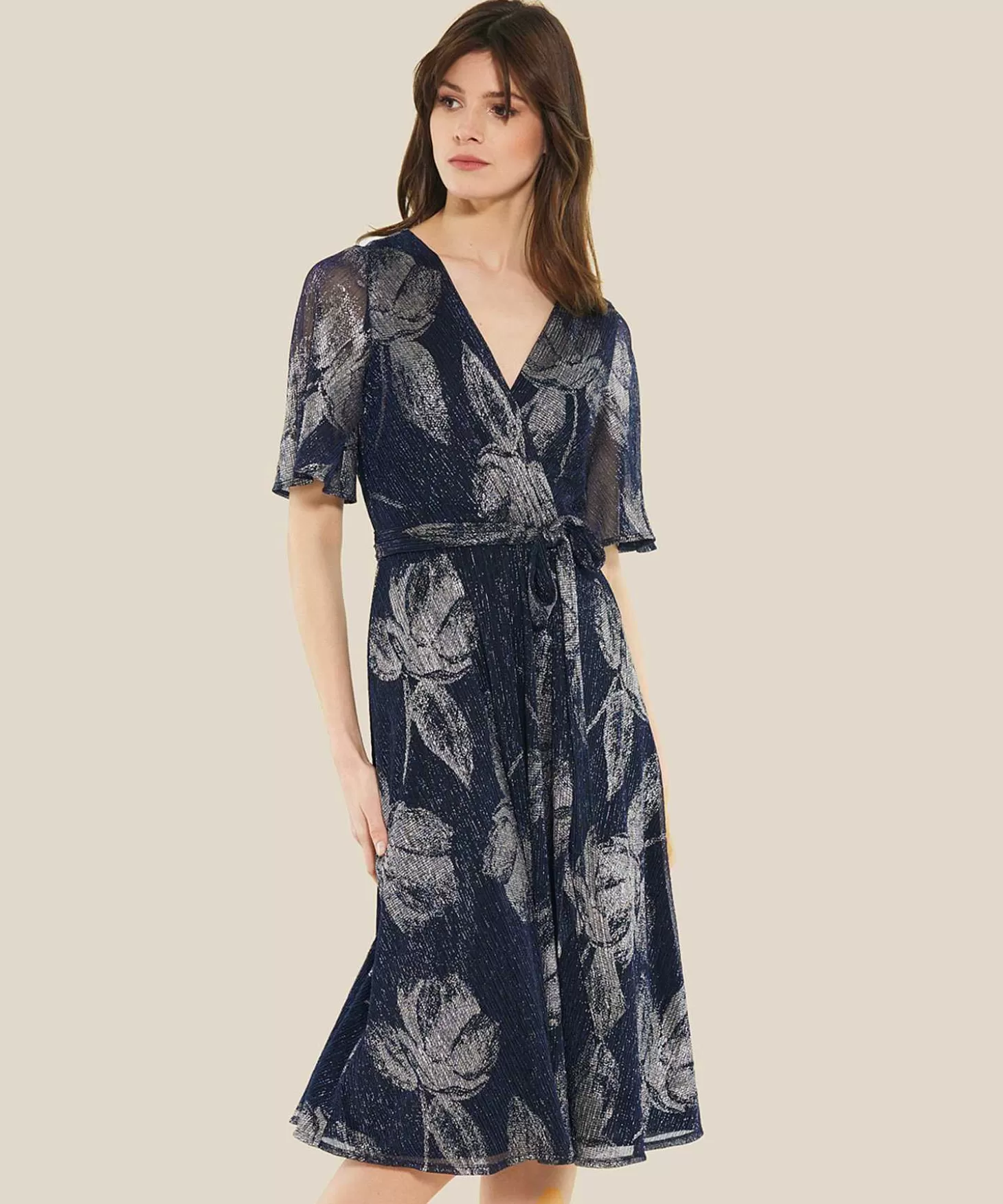 Wrap Dress Lurex Flowers*Swing Sale