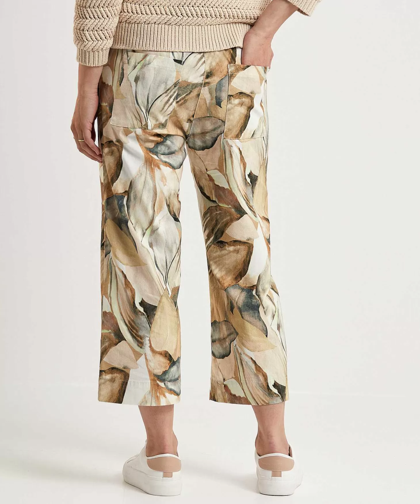 Capri Pants Leaf Print Pia Wide Leg*TONI Cheap