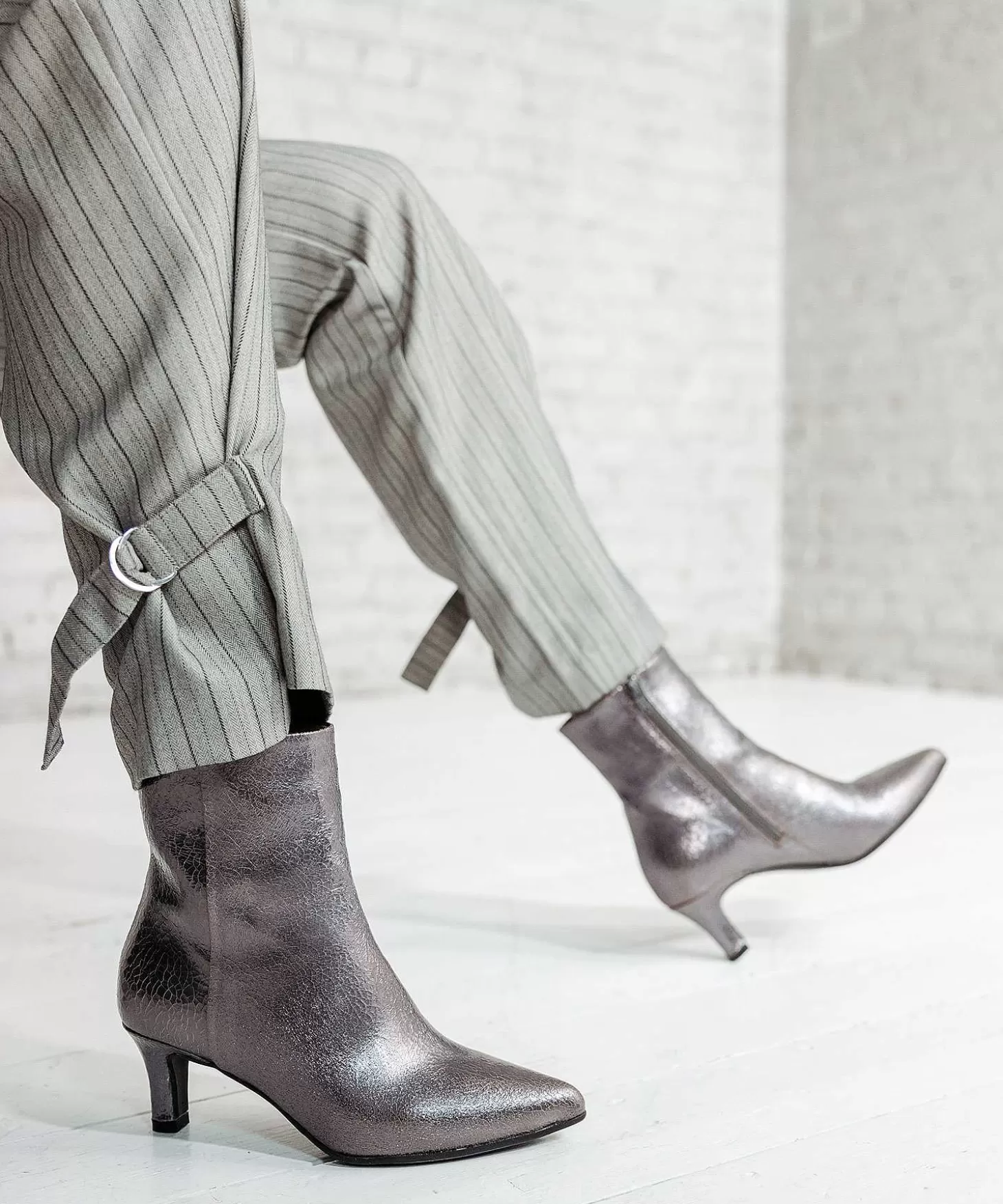 Metallic Ankle Boot Leather Noah Lou*VIA VAI New