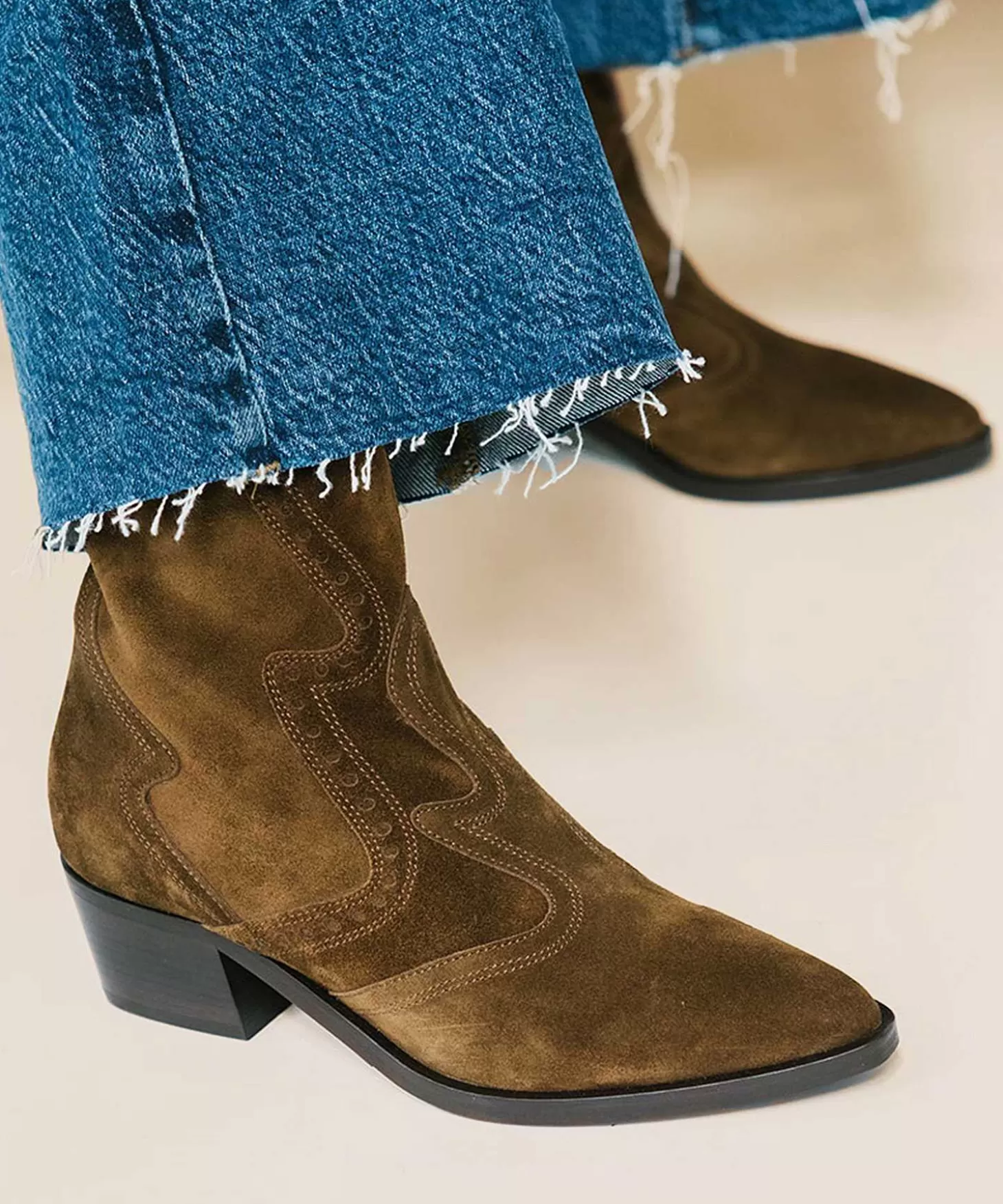 Suede Ankle Boot Cowboy Shelly Coop*VIA VAI Best Sale